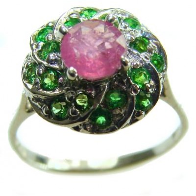 Magnificent Jewel 4.5 carat Ruby .925 Sterling Silver handcrafted incredible ring s. 6 1/4