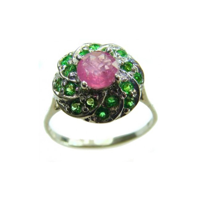 Magnificent Jewel 4.5 carat Ruby .925 Sterling Silver handcrafted incredible ring s. 6 1/4