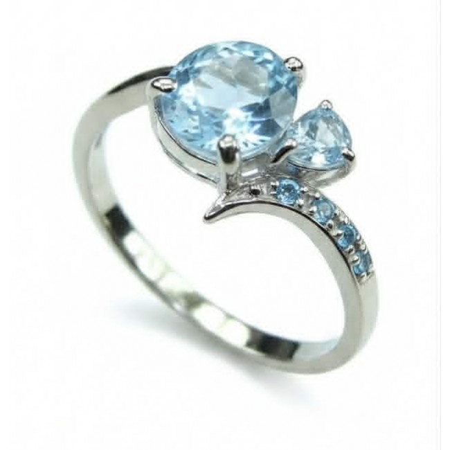 Pacifica 4.5 carat authentic Swiss Blue Topaz .925 Sterling Silver handmade Statement Ring size 9