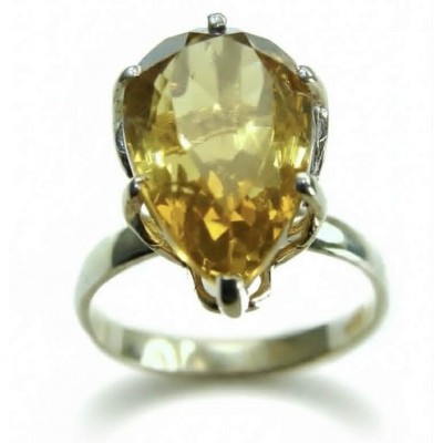 Solid 11.8 carat Genuine Lemon Quartz .925 Sterling Silver handcrafted ring size 7