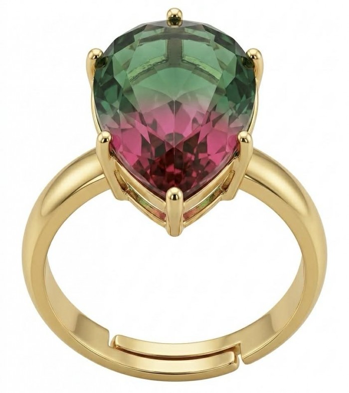 6.8 carat Brazilian Tourmaline .925 Sterling Silver dipped in 18K Gold Perfectly handcrafted Ring s. 8 adjustable