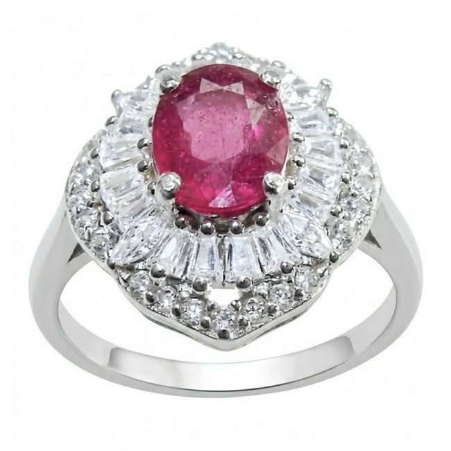 Stella - 3.9 carat Ruby .925 Sterling Silver handcrafted incredible ring s. 6 1/4