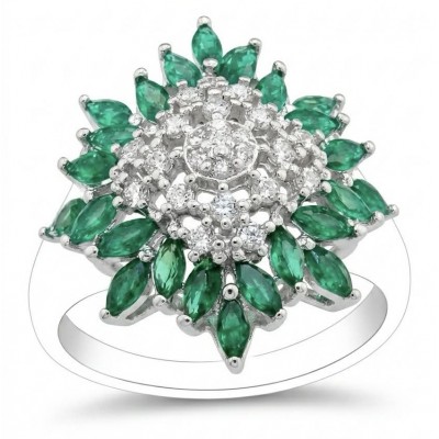 Spectacular Natural 6.8 carat Tsavorite Garnet .925 Sterling Silver handcrafted ring size 7
