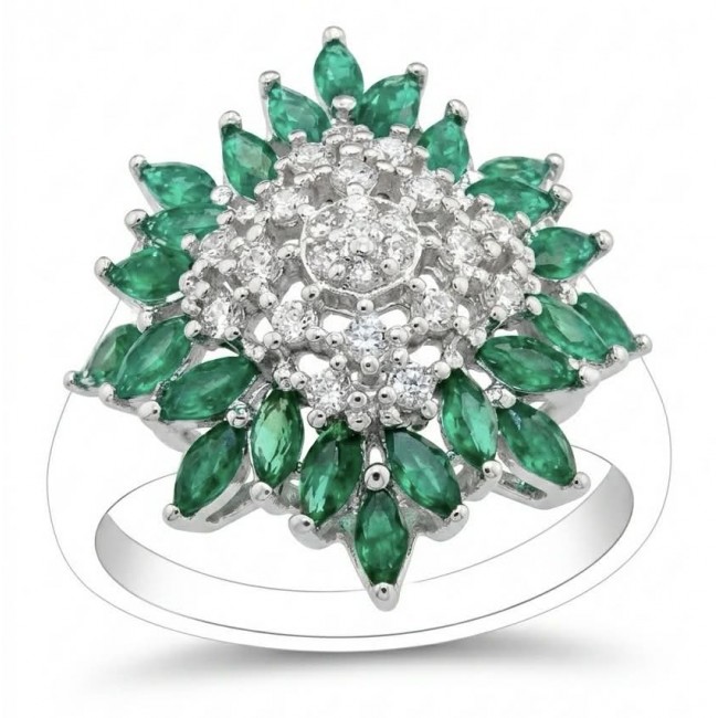 Spectacular Natural 6.8 carat Tsavorite Garnet .925 Sterling Silver handcrafted ring size 7