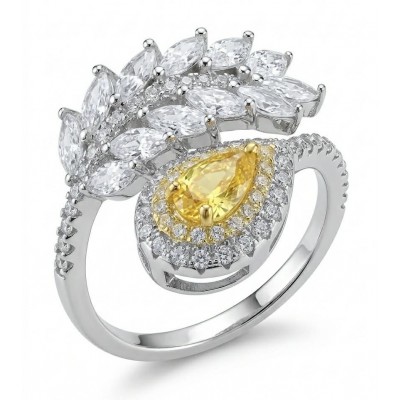 Splendid cushion cut 3.2 carat canary yellow Sapphire .925 Sterling Silver brilliantly handcrafted ring s. 8 1/4