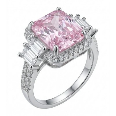 Isabella - Light Pastel 7.7 carat Kunzite .925 Silver handcrafted Cocktail Ring s. 7 1/4
