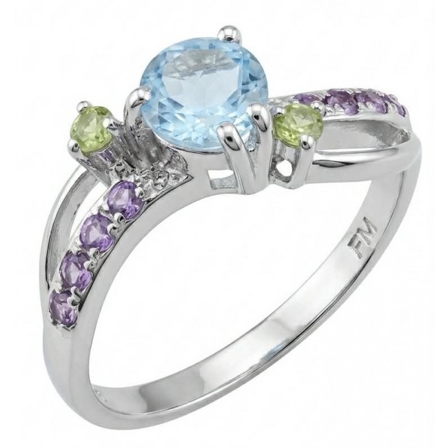 Pacifica 1.8 carat authentic Swiss Blue Topaz .925 Sterling Silver handmade Statement Ring size 9