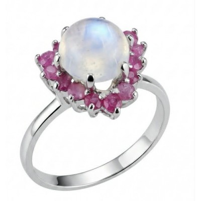 Top quality AAA+ quality Rainbow Moonstone .925 Sterling Silver handmade ring s. 9