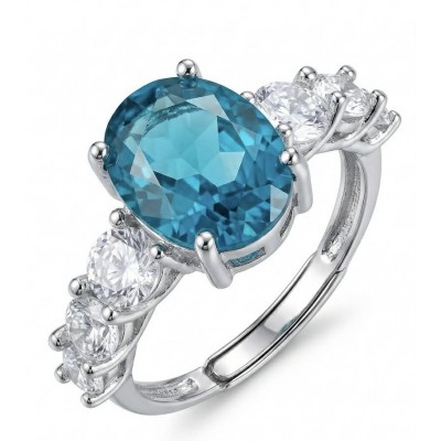 Angel's Wishper 5.8 carat authentic Aquamarine .925 Sterling Silver Handcrafted Ring size 7