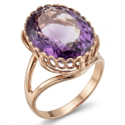 Top quality 17.2 carat Amethyst .925 Sterling Silver dipped in 18K Rose Gold Handcrafted Ring size 9