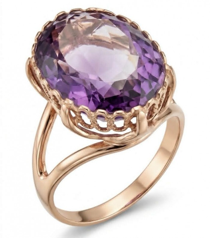 Top quality 17.2 carat Amethyst .925 Sterling Silver dipped in 18K Rose Gold Handcrafted Ring size 9