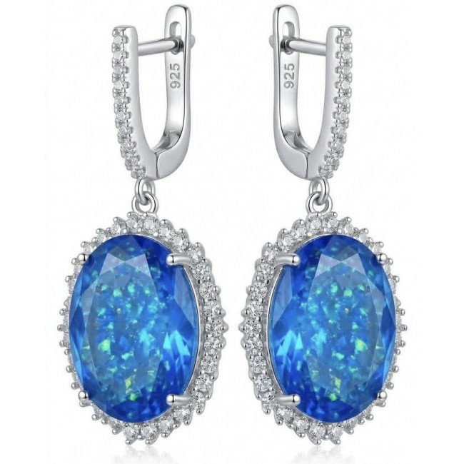 Eau Pure 18.5 carat Swiss Blue Topaz .925 Sterling Silver Handcrafted Earrings