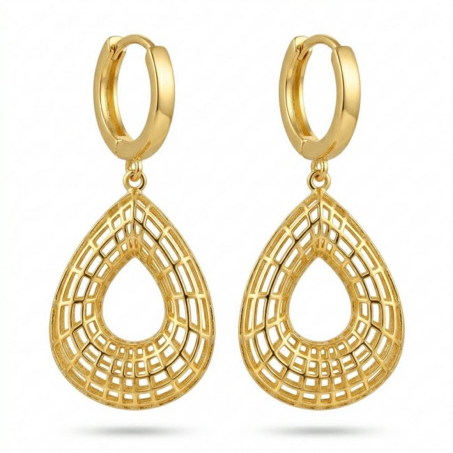 Black Label Collection - Dubai Style - Natural 22K Gold over .925 Sterling Silver handmade earrings