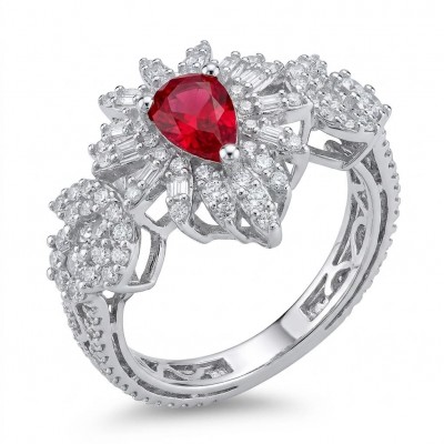 2.5 carat Ruby .925 Sterling Silver handcrafted incredible ring s. 7