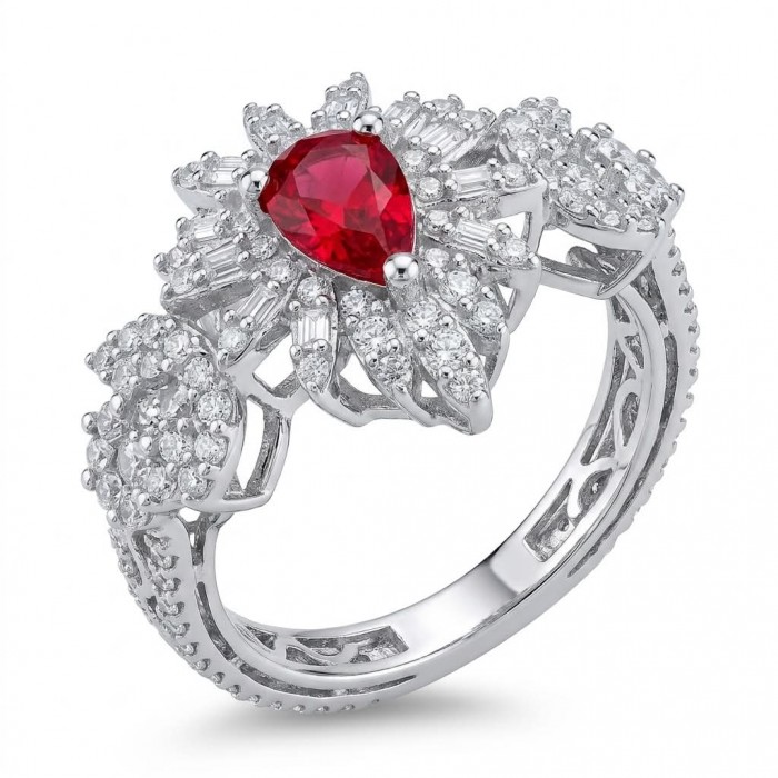 2.5 carat Ruby .925 Sterling Silver handcrafted incredible ring s. 7