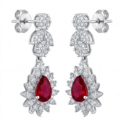 Magnificent Jewel 4.5 carat Ruby .925 Sterling Silver handcrafted incredible earrings