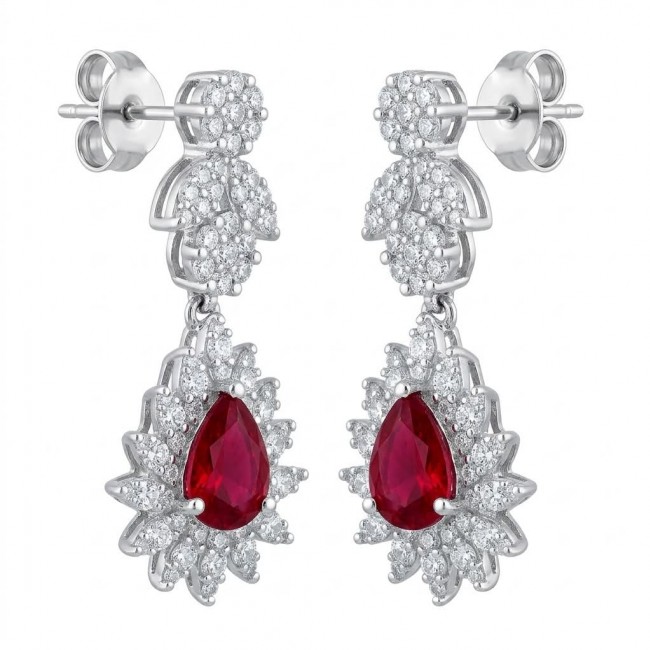 Magnificent Jewel 4.5 carat Ruby .925 Sterling Silver handcrafted incredible earrings