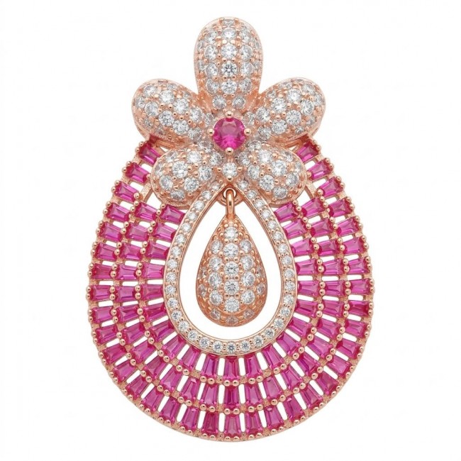 Julietta - Excellent quality 11.9 carat Ruby 18K Rose Gold over .925 Sterling Silver handcrafted Pendant