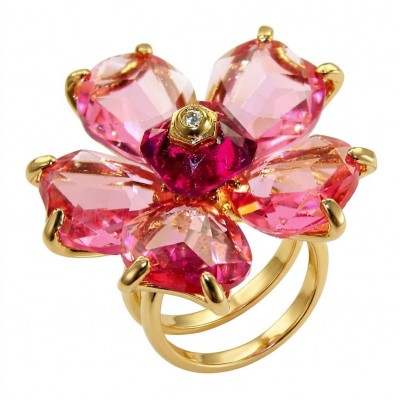 Summer 27.5 carat Pink Amethyst 14K Gold over .925 Silver handcrafted Cocktail Ring s. 8