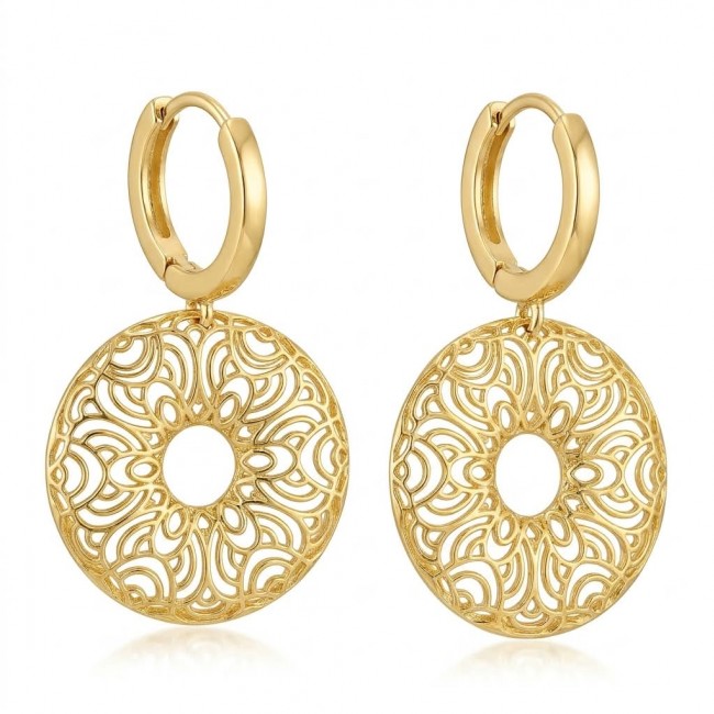 Black Label Collection - Dubai Style - Natural 22K Gold over .925 Sterling Silver handmade earrings