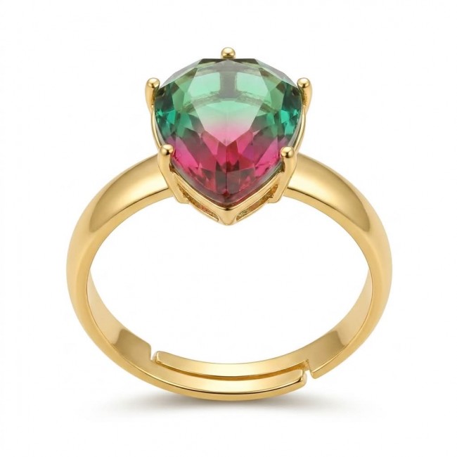 6.8 carat Brazilian Tourmaline .925 Sterling Silver dipped in 18K Gold Perfectly handcrafted Ring s. 8 adjustable