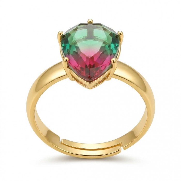 6.8 carat Brazilian Tourmaline .925 Sterling Silver dipped in 18K Gold Perfectly handcrafted Ring s. 8 adjustable