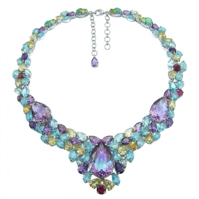 Giovanna - Vintage Beauty 188.2 carat African Amethyst .925 Sterling Silver handcrafted Statement Necklace