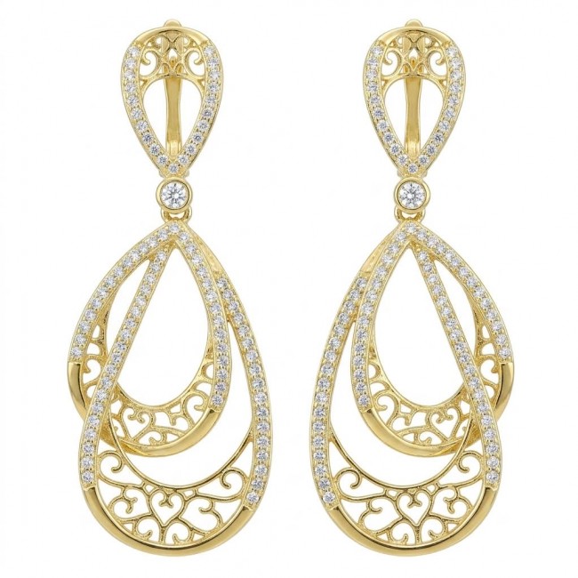 Black Label Collection - Dubai Style - Natural 22K Gold over .925 Sterling Silver handmade earrings