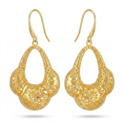 Black Label Collection - Dubai Style - Natural 22K Gold over .925 Sterling Silver handmade earrings