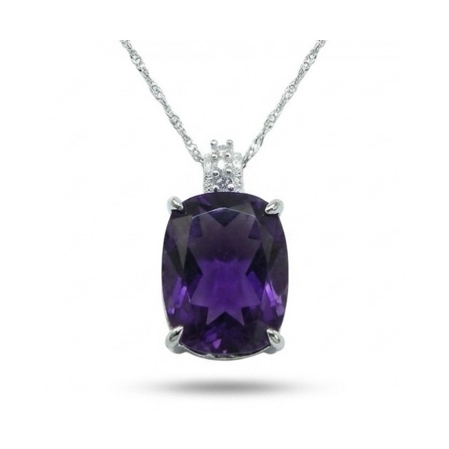 Classic design 21.5 carat African Amethyst .925 Sterling Silver dipped in rhodium handcrafted necklace