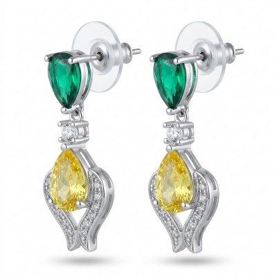 Magnificent Jewel 6.5 carat multicolor Topaz .925 Sterling Silver handcrafted earrings