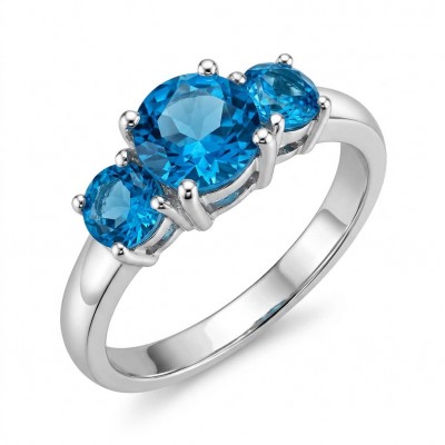 Pacifica 6.5 carat authentic Swiss Blue Topaz .925 Sterling Silver handmade Statement Ring size 6 3/4