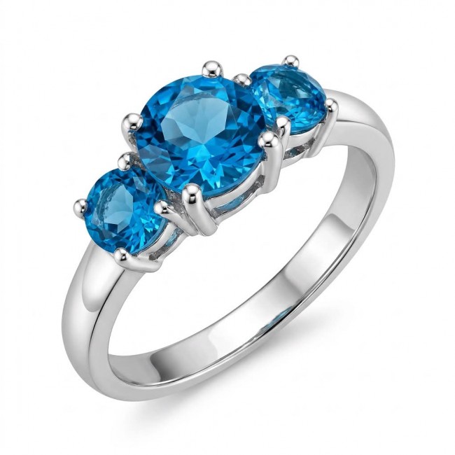 Pacifica 6.5 carat authentic Swiss Blue Topaz .925 Sterling Silver handmade Statement Ring size 6 3/4