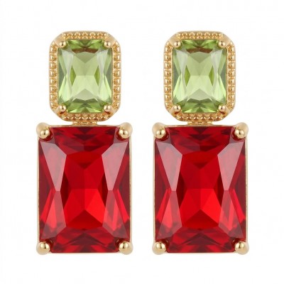 Art deco Magnificent Jewel 10.4 carat Red Topaz .925 Sterling Silver dipped in 18K Gold handcrafted incredible earrings