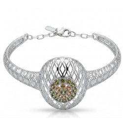 Casablanca - authentic 2.2 carat Morganite Peridot .925 Sterling Silver Bracelet