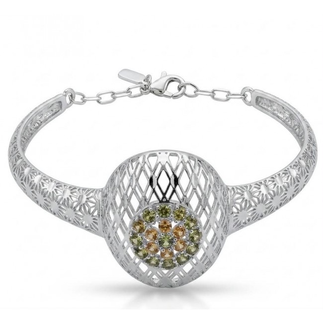 Casablanca - authentic 2.2 carat Morganite Peridot .925 Sterling Silver Bracelet