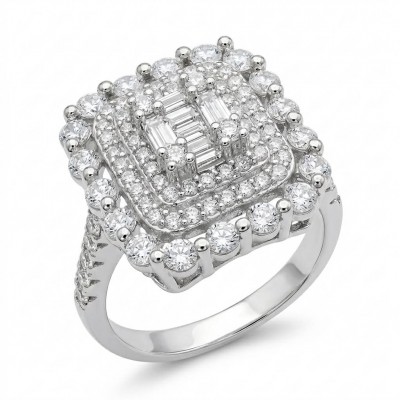 Art Deco 6.5 carat White Topaz .925 Sterling Silver ring size 7