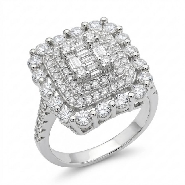 Art Deco 6.5 carat White Topaz .925 Sterling Silver ring size 7