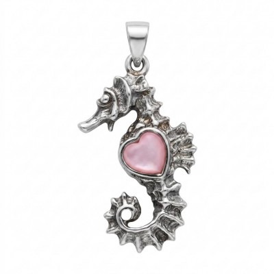 Seahorse Excellent quality 0.9 carat Pink Opal .925 Sterling Silver handcrafted Pendant
