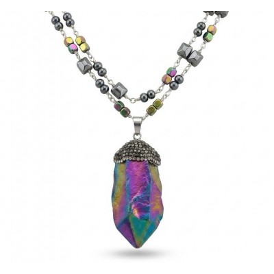 Bohemian Style Huge Genuine 34 inches Titanum Druzy .925 Sterling Silver handmade necklace