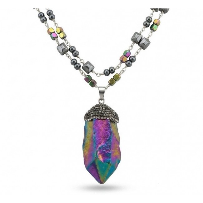 Bohemian Style Huge Genuine 34 inches Titanum Druzy .925 Sterling Silver handmade necklace