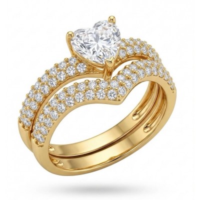 Sparkling pavé 4.5 carat Moissanite curve in a chic chevron shape Luxurios .925 Sterling silver Stackable Heart Ring size 7