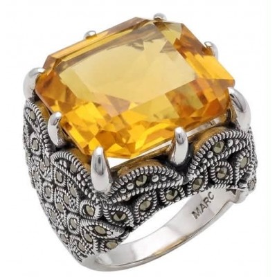 Solid 24.8 carat Genuine Golden Topaz .925 Sterling Silver handcrafted ring size 7