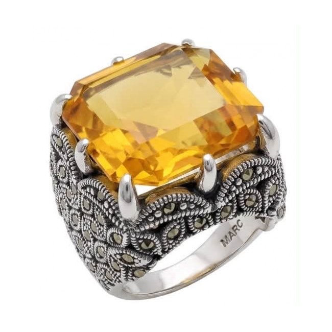 Solid 24.8 carat Genuine Golden Topaz .925 Sterling Silver handcrafted ring size 7