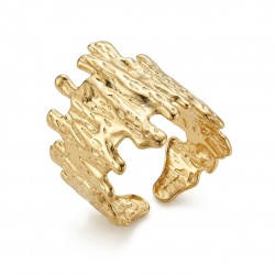 Modern Geometric Design Precious Natural Golden Waves Women ring size 7 adjustable
