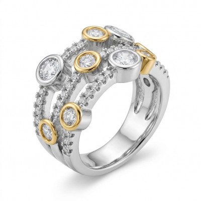 Victoria Precious Natural White Topaz two tones silver Women ring size 7