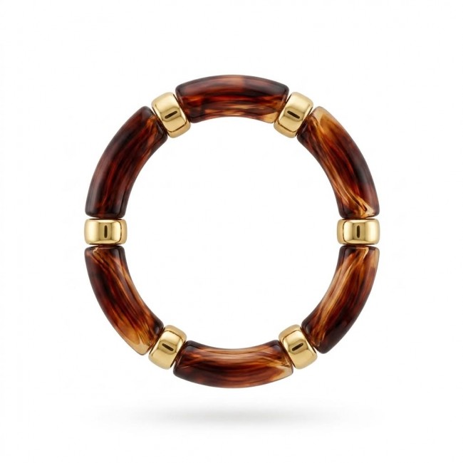 Modern Geometric Design Precious Natural Raisin Golden stretch bracelet