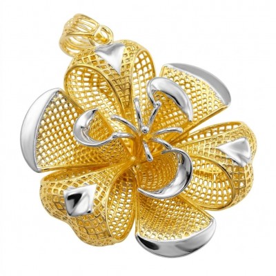Dubai Style - Golden Rose .925 Sterling Silver dipped in 22K Gold handmade Pendant