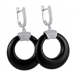 Outstanding authentic Onyx .925 Sterling Silver Earrings