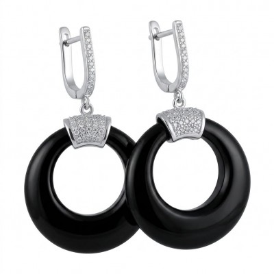 Outstanding authentic Onyx .925 Sterling Silver Earrings